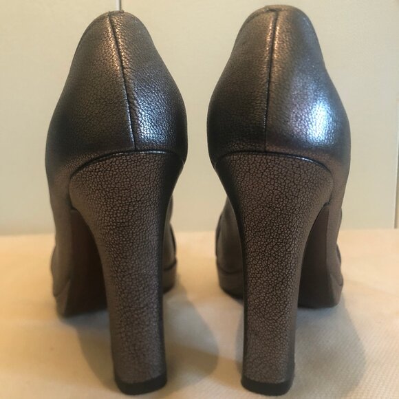 Cole Haan Tonya pewter-colored leather open-toe pumps sz 8 - Picture 9 of 16